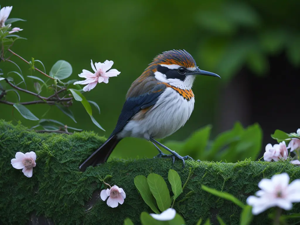 Una casita de pájaro en su hábitat natural rodeado de vegetación