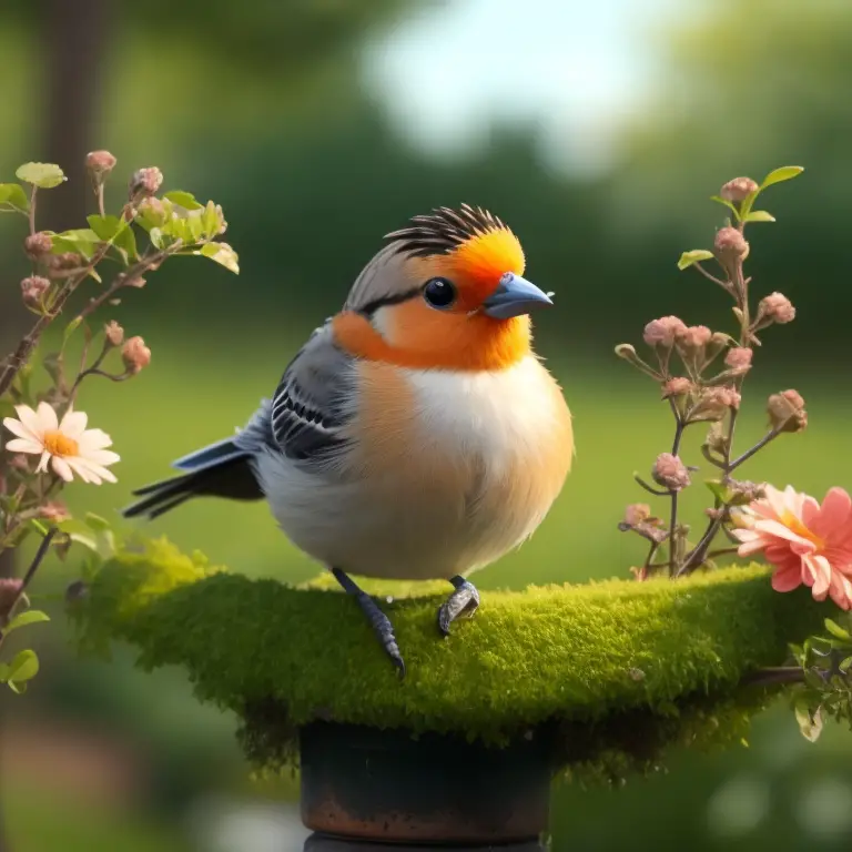 Imagen de mano sosteniendo semillas para pájaros frente a un comedero de aves en el jardín.