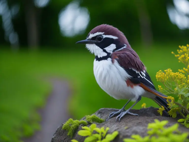 Alt text: Imagen que representa el Pájaro Robin en tonos marrones y naranjas, rodeado de hojas de árboles.