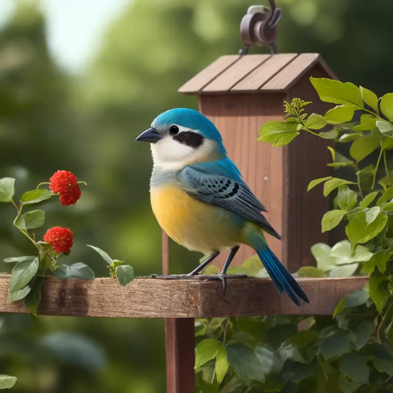 Imagen de un pájaro canario en su hábitat natural, comiendo una dieta natural y saludable.