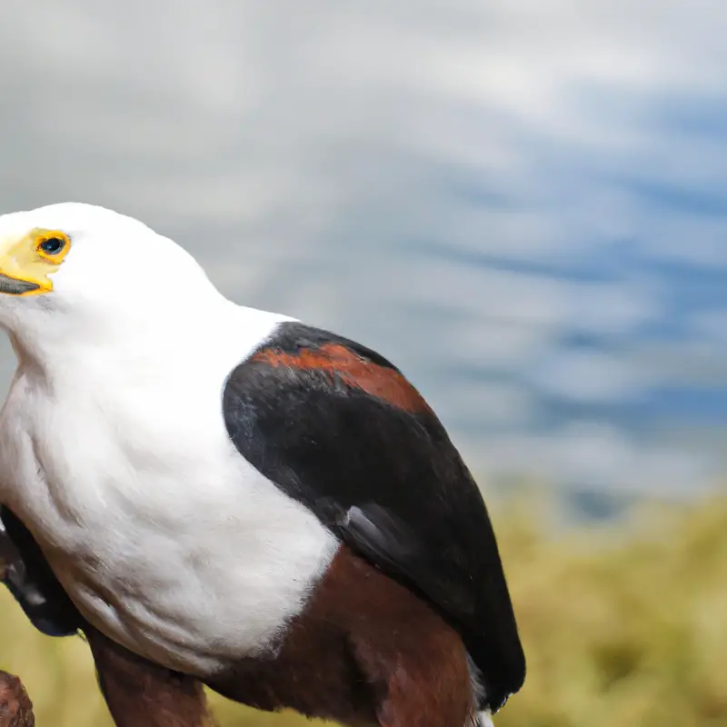 Águila Pescadora Africana volando.