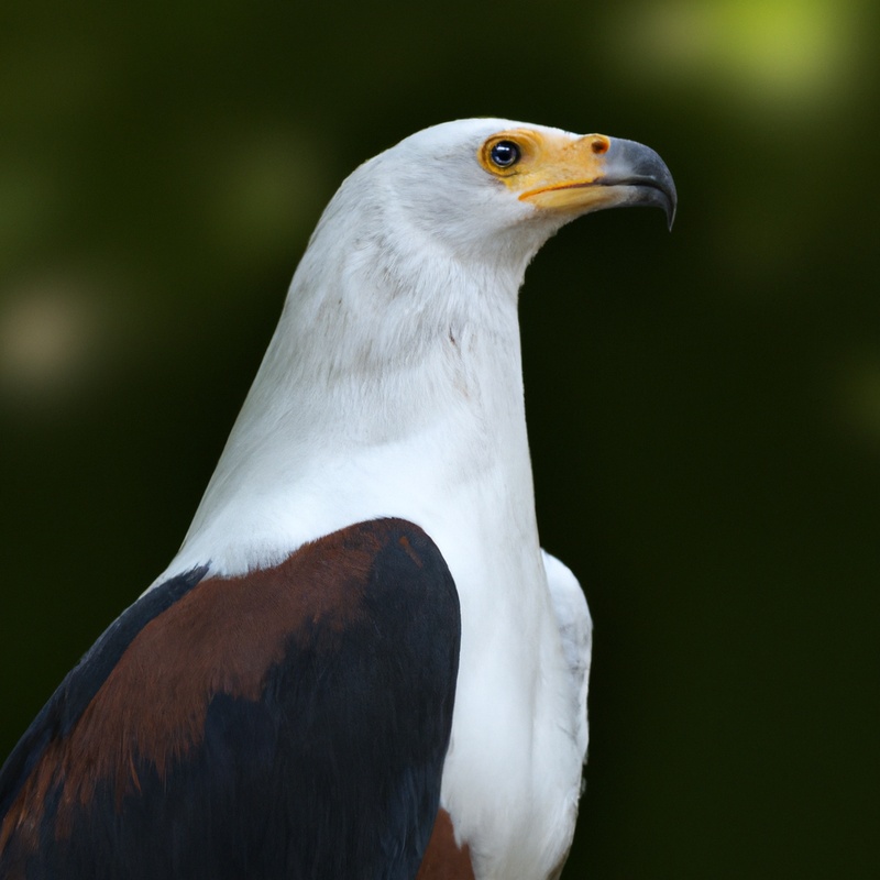 Águila pescadora africana con vigilancia intrépida.