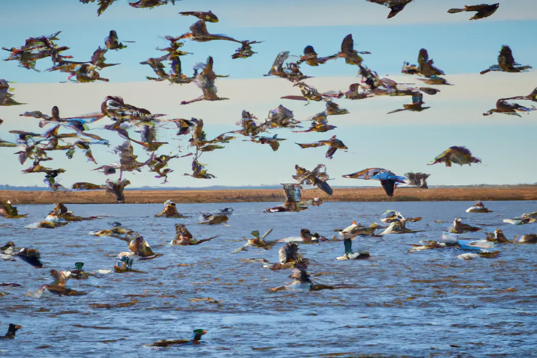 Aves migratorias volando.