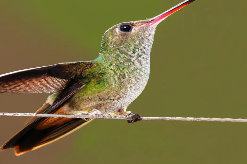 Colibrí alimentándose.