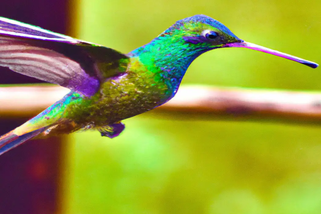 Colibrí en vuelo.