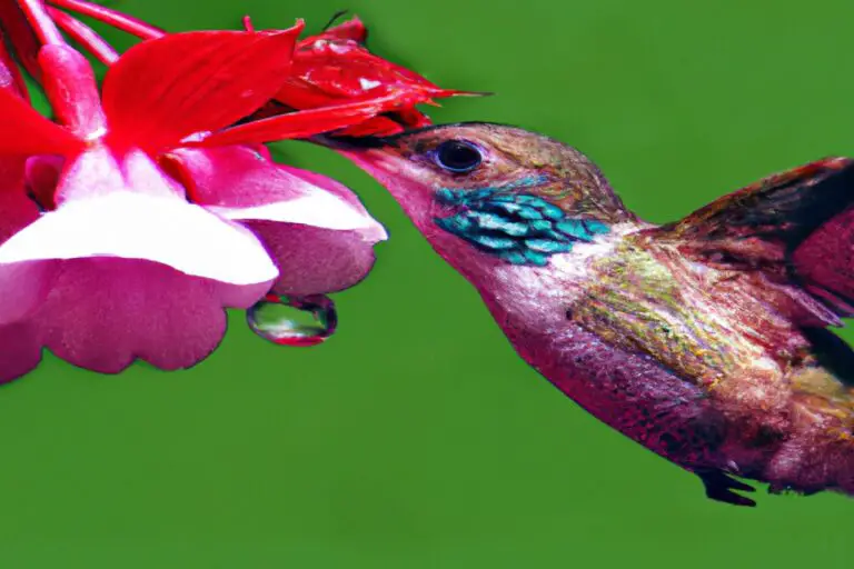 Colibrí en vuelo.