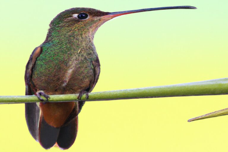 Colibrí vibrante volando.