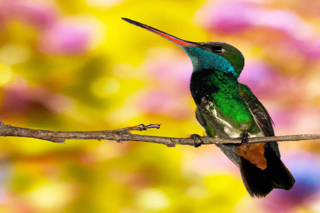 Colibrí y flor vibrante.